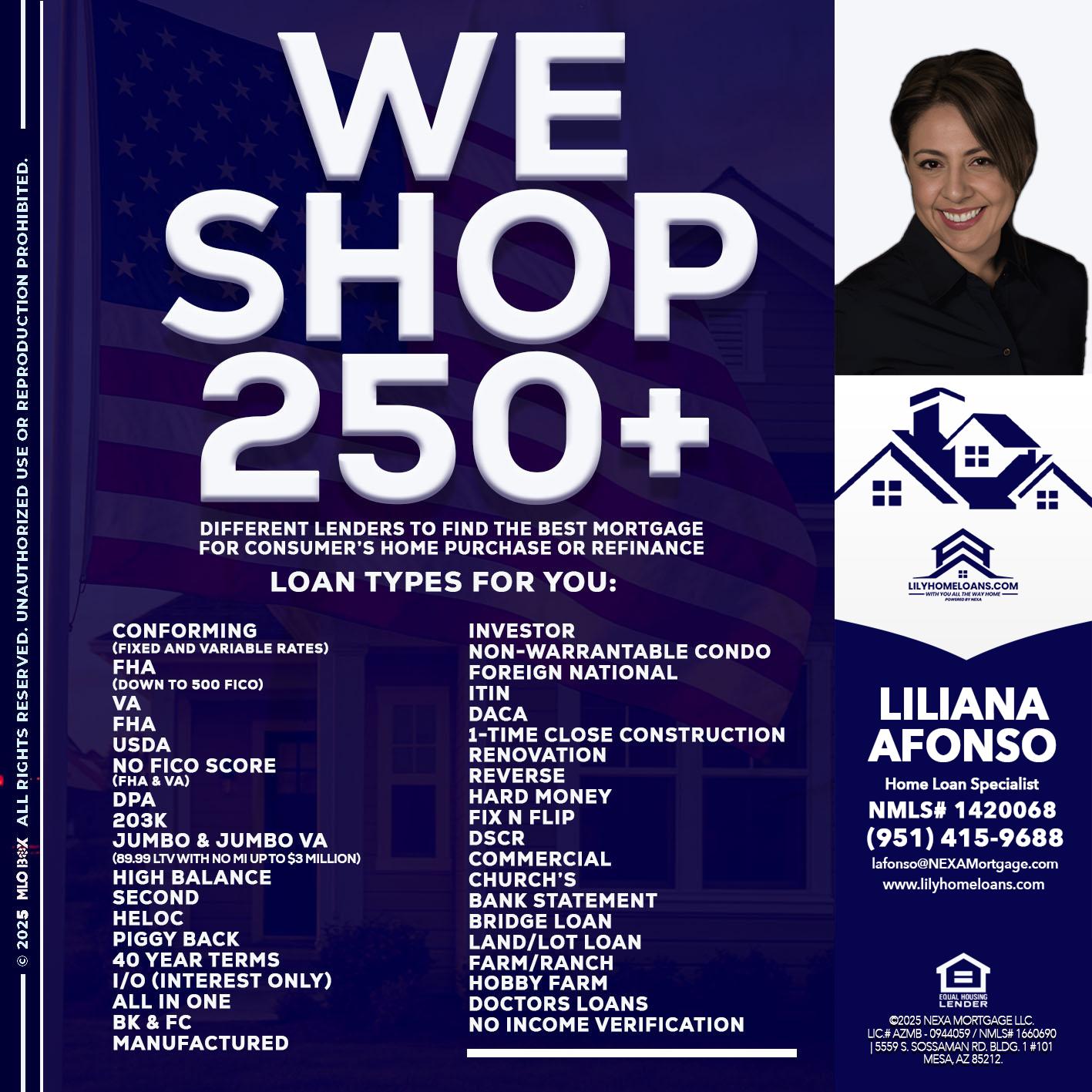 WE SHOP 250+ - Liliana Afonso -Home Loan Specialist