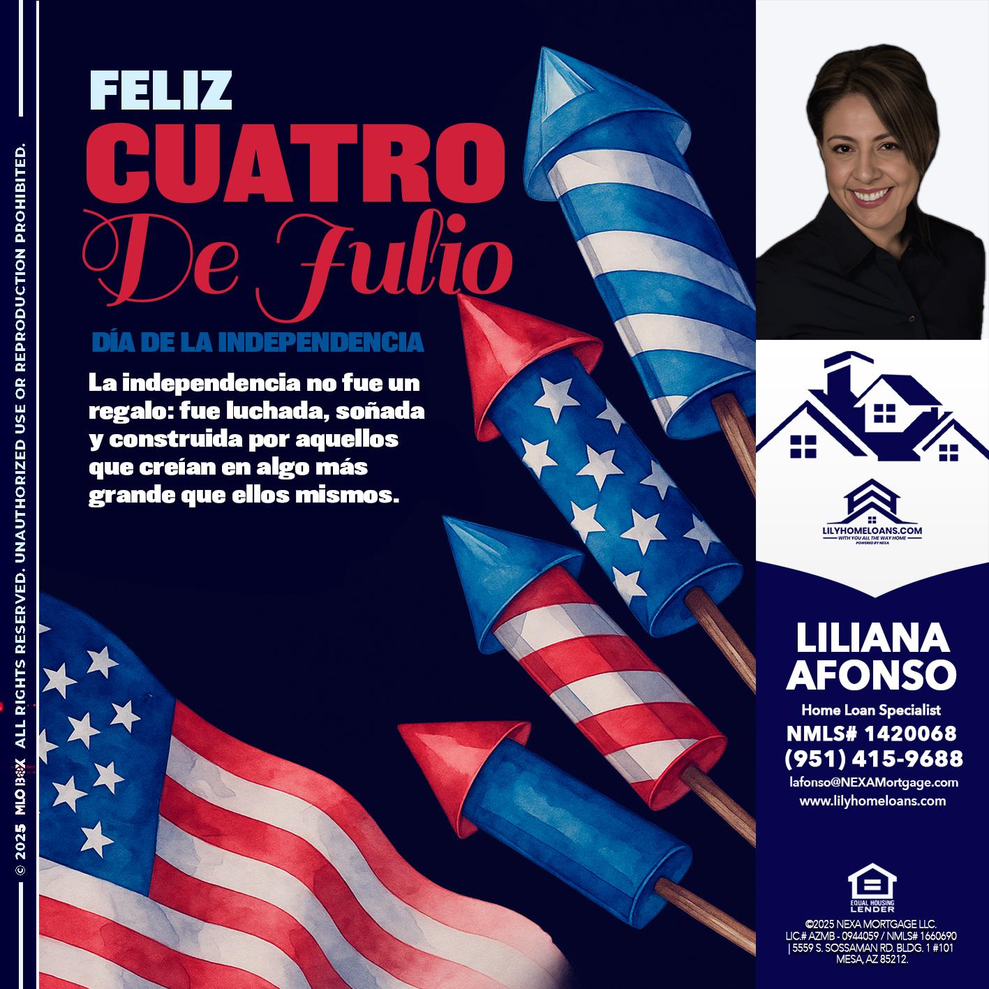 FELIZ CUATRO DE JULIO - Liliana Afonso -Home Loan Specialist