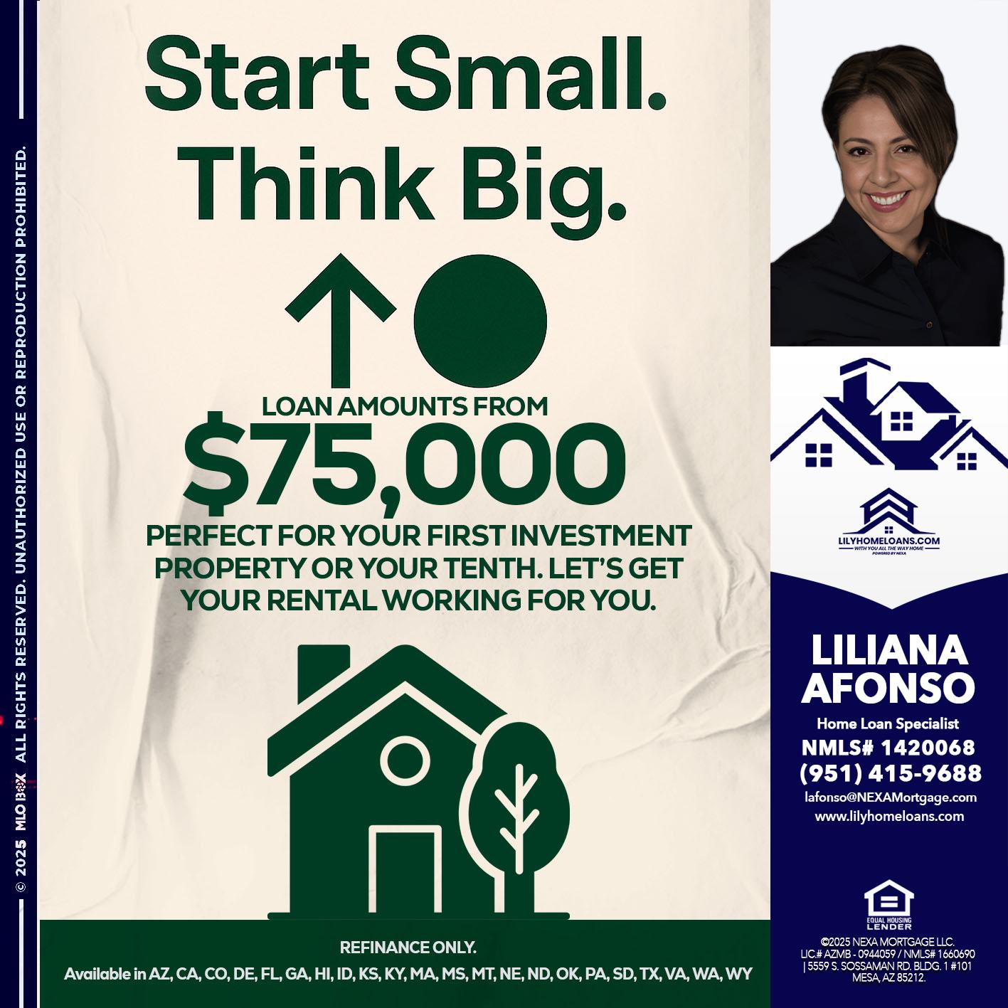 START SMALL - Liliana Afonso -Home Loan Specialist