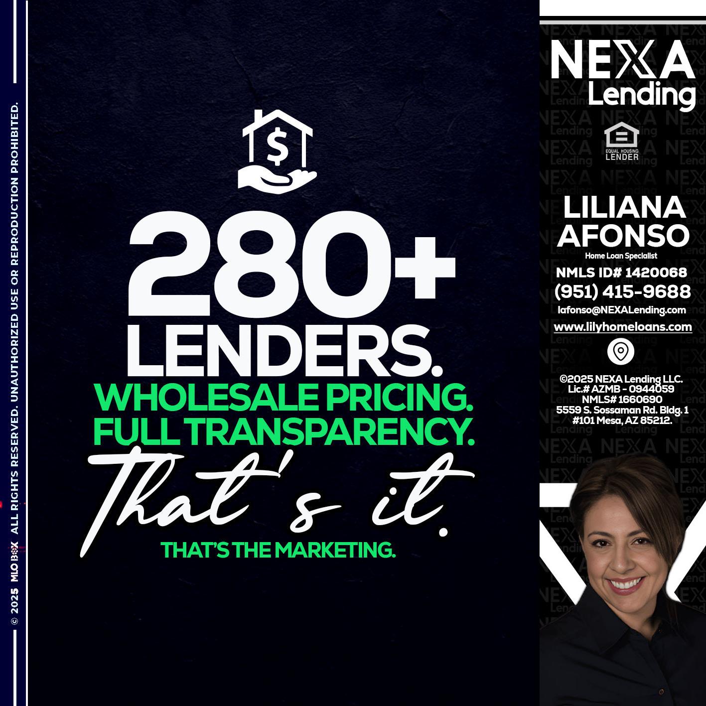 280+ LENDERS - Liliana Afonso -Home Loan Specialist