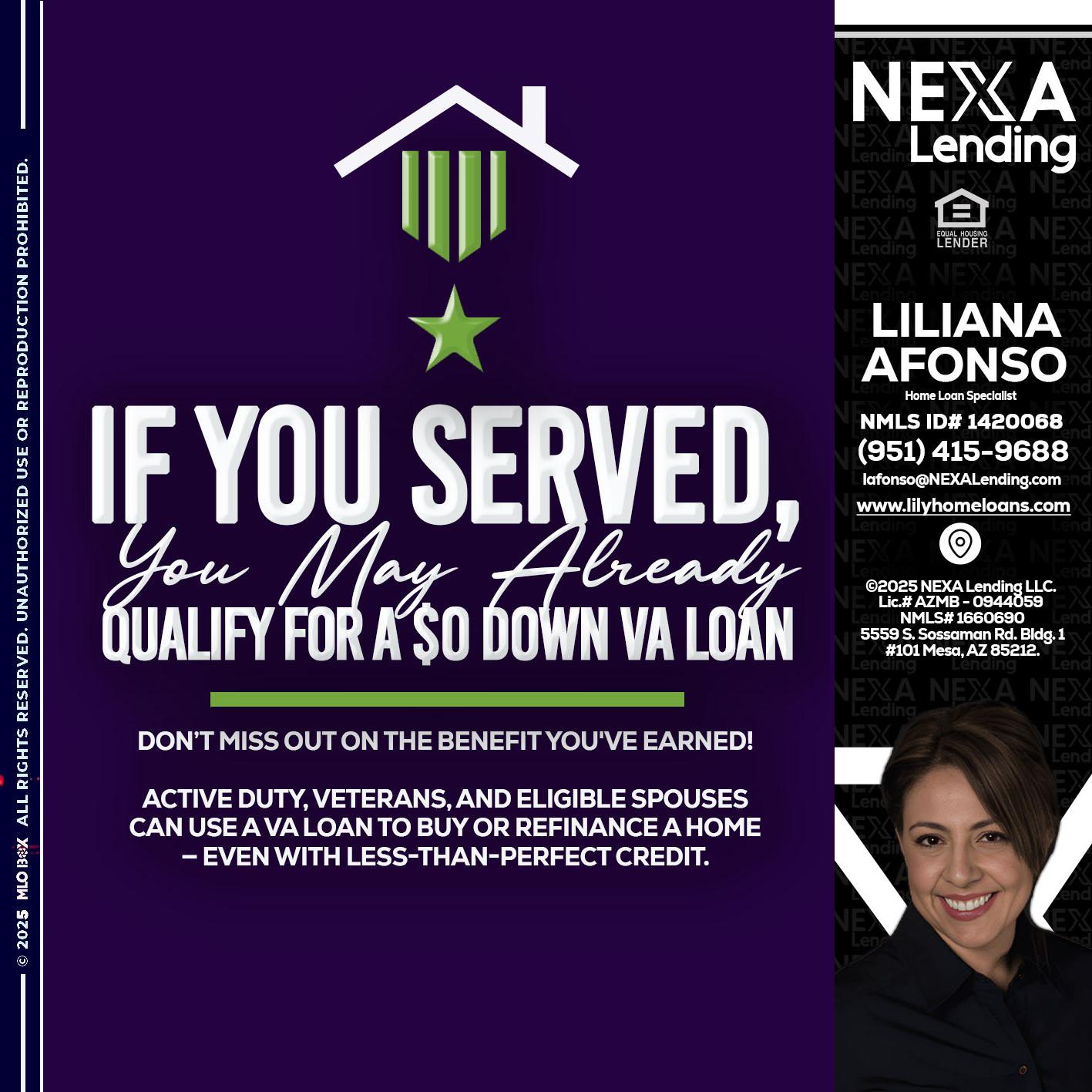 IF YOU SERVED - Liliana Afonso -Home Loan Specialist