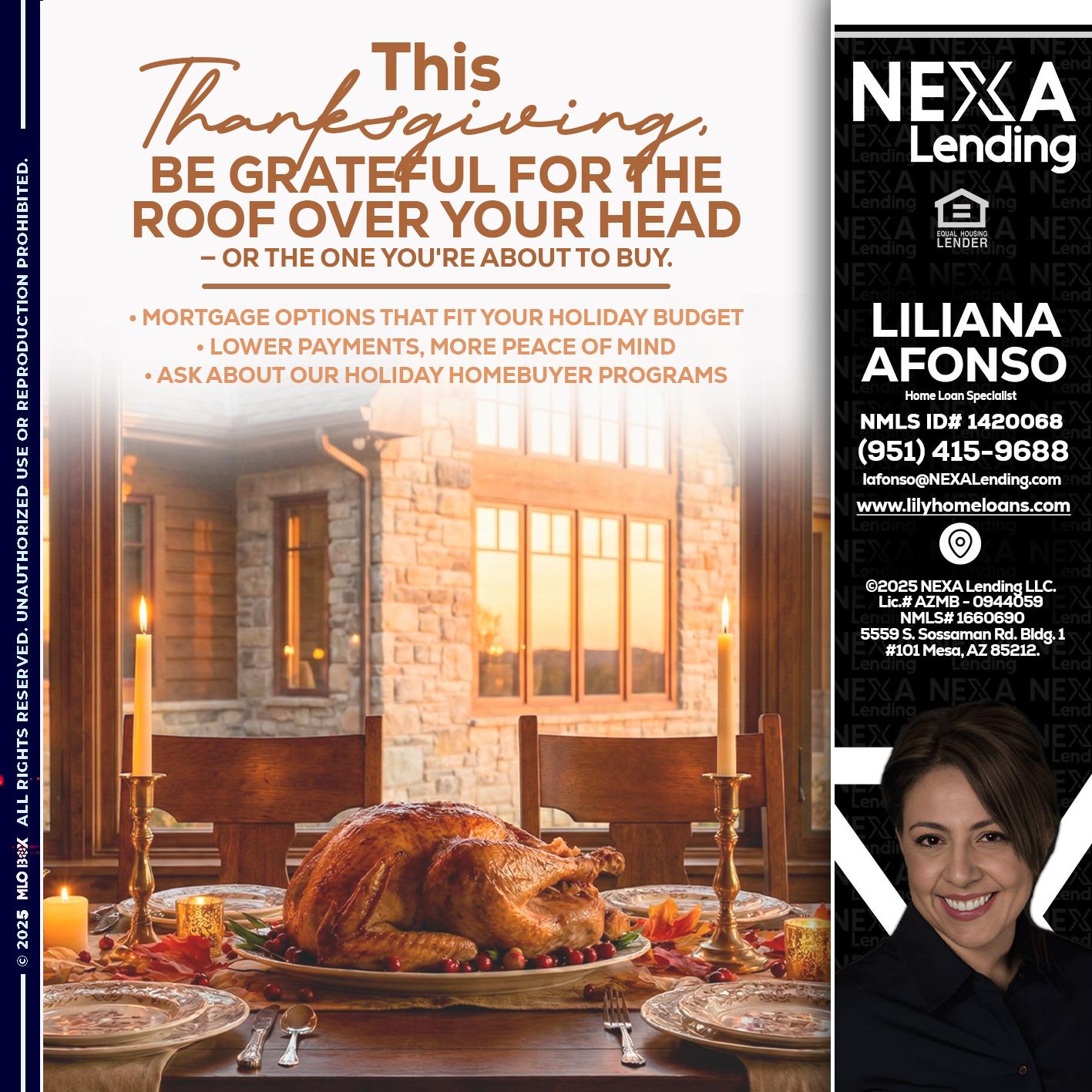 THIS THANKSGIVING - Liliana Afonso -Home Loan Specialist
