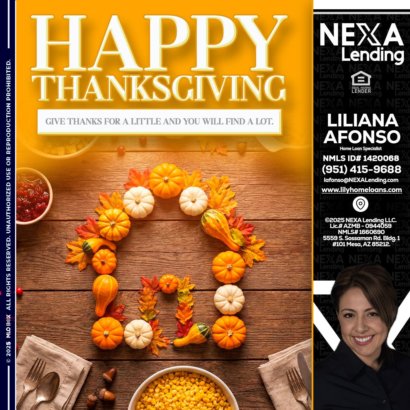 HAPPY THANKSGIVING - Liliana Afonso -Home Loan Specialist