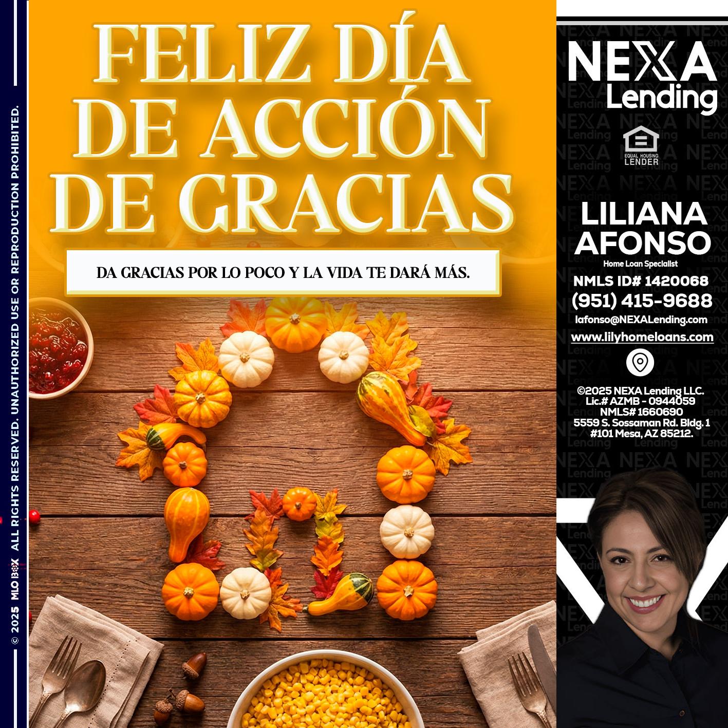 Da gracias por lo poco y la vida te dará más. - Liliana Afonso -Home Loan Specialist