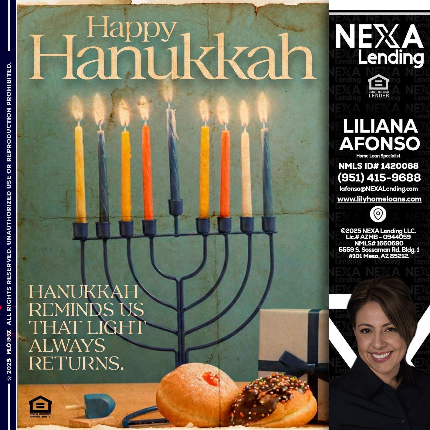 HAPPY HANUKKAH - Liliana Afonso -Home Loan Specialist