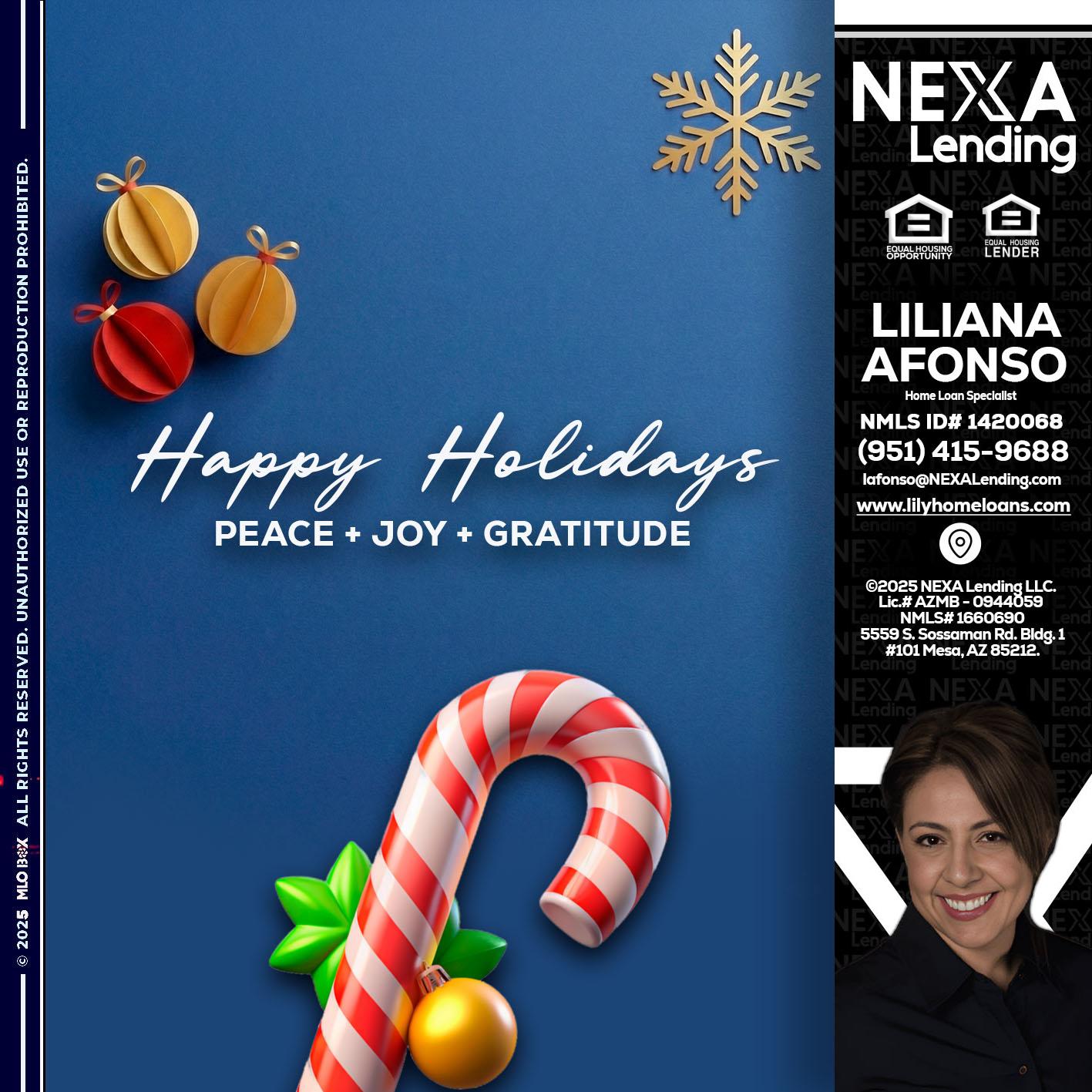 HAPPY HOLIDAYS - Liliana Afonso -Home Loan Specialist