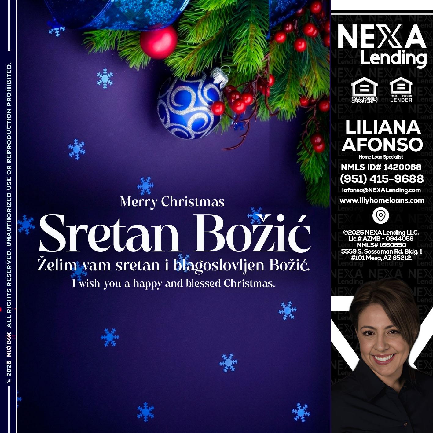 Sretan Božić - Liliana Afonso -Home Loan Specialist