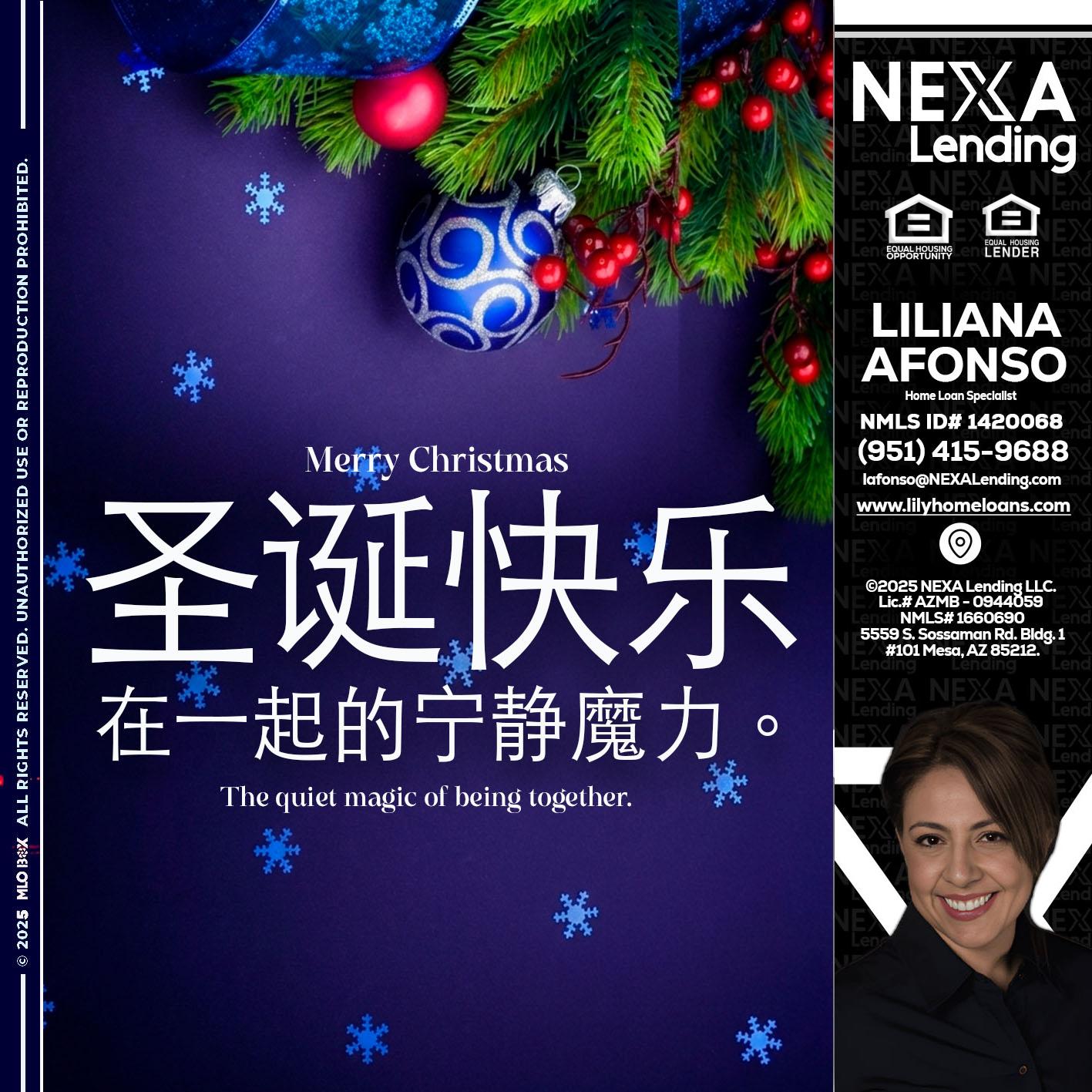 圣诞快乐 在一起的宁静魔力。 - Liliana Afonso -Home Loan Specialist