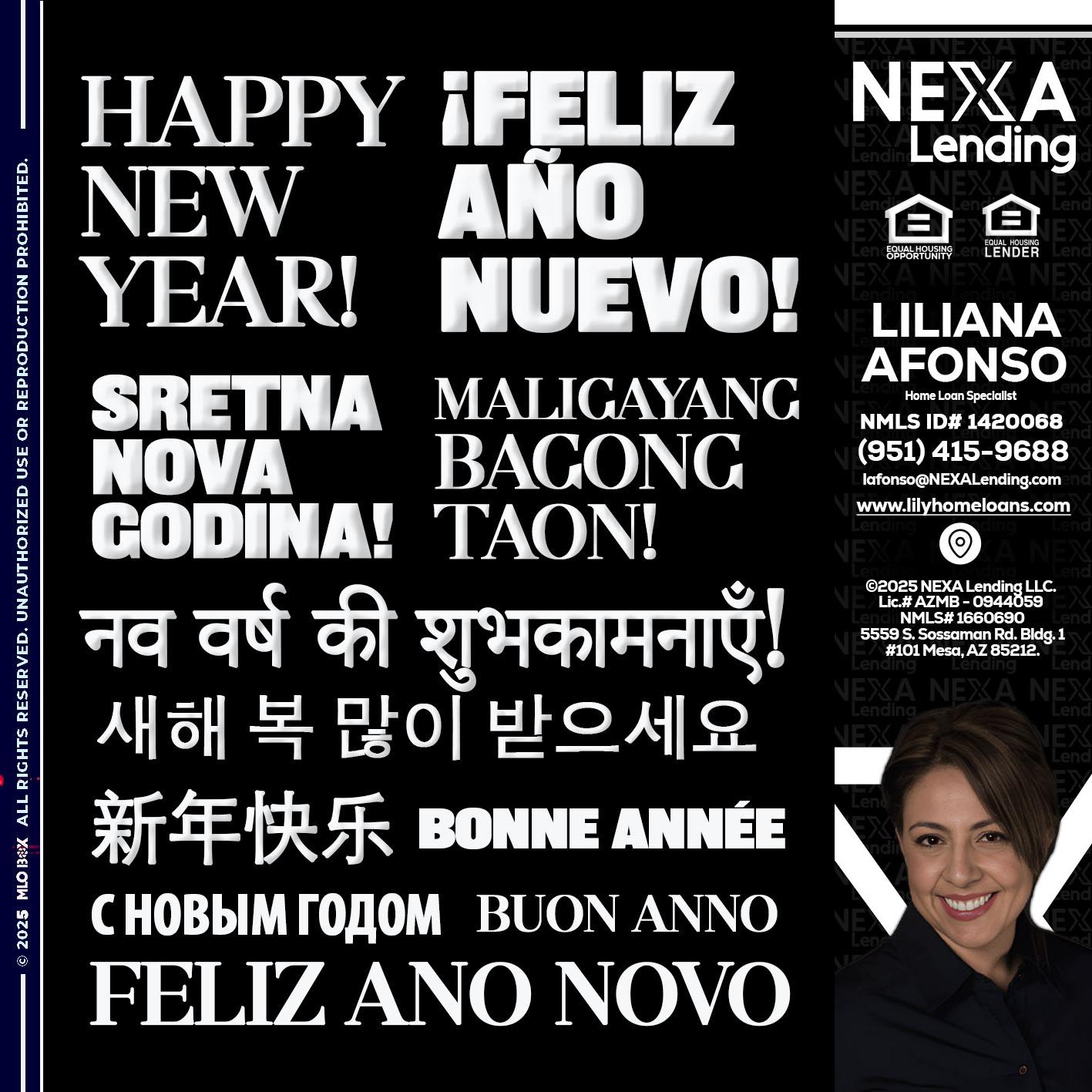 HAPPY NEW YEAR - Liliana Afonso -Home Loan Specialist