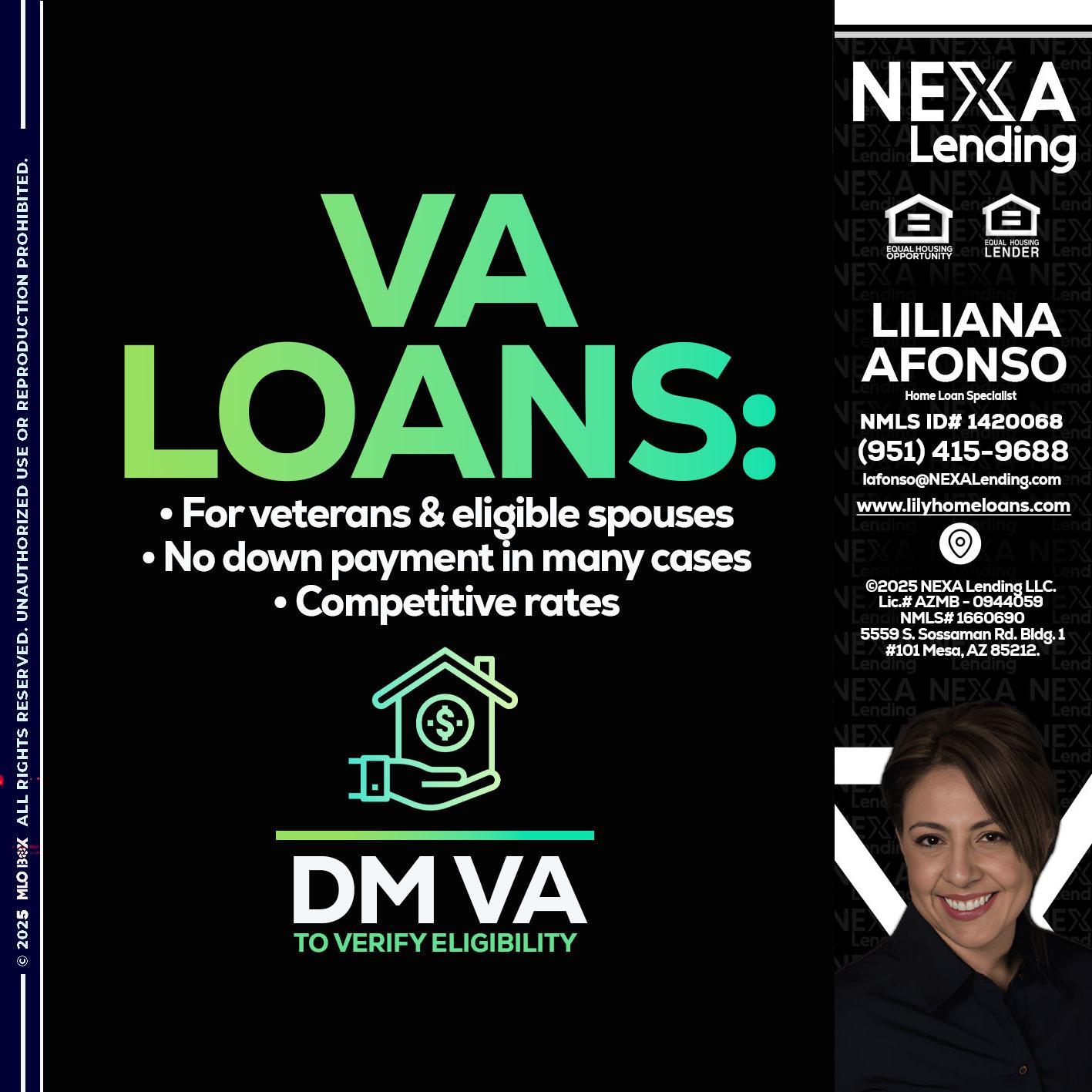 VA LOANS - Liliana Afonso -Home Loan Specialist