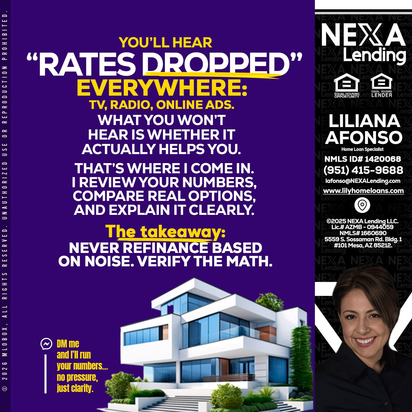 RATES DOPPED - Liliana Afonso -Home Loan Specialist