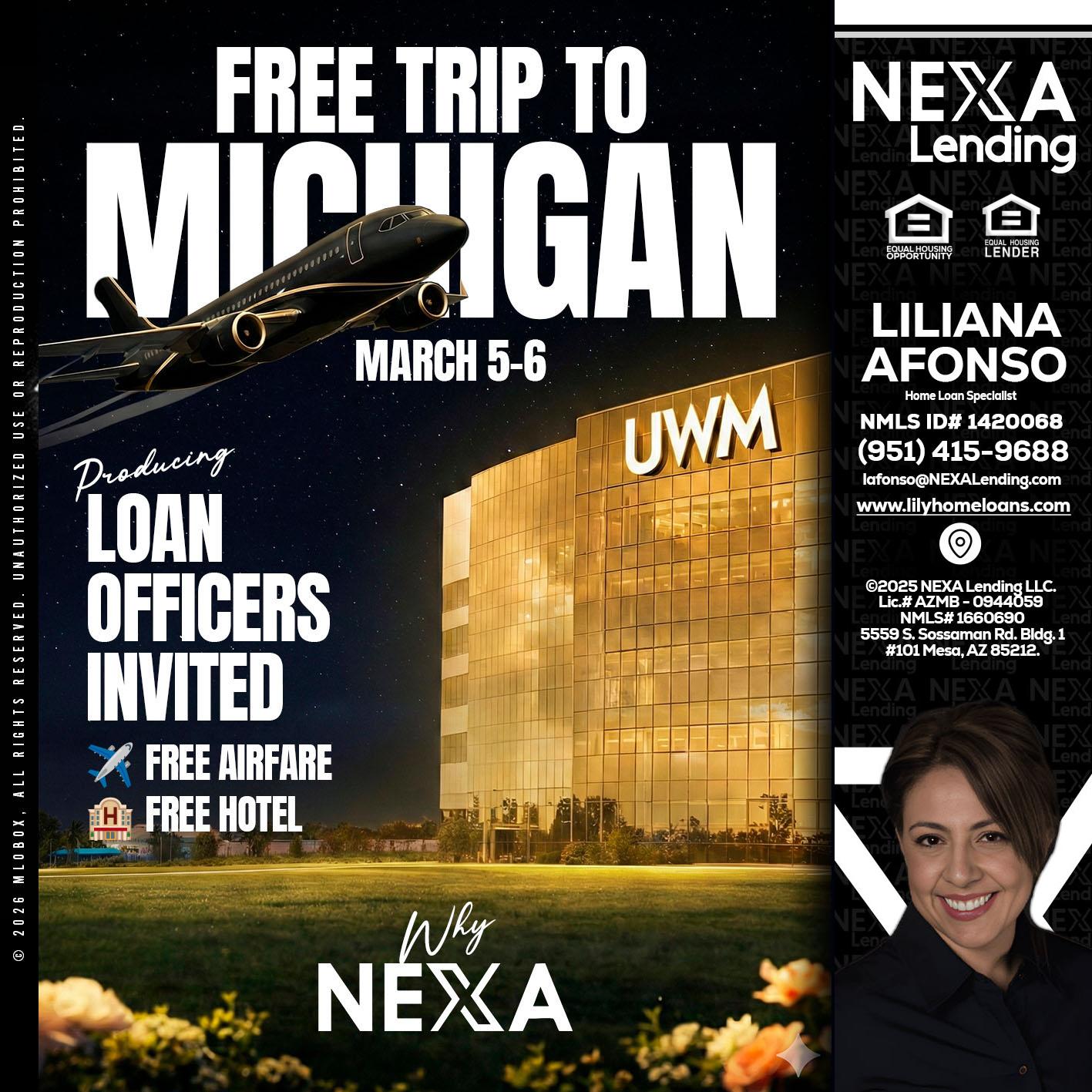 free Michigan trip - Liliana Afonso -Home Loan Specialist