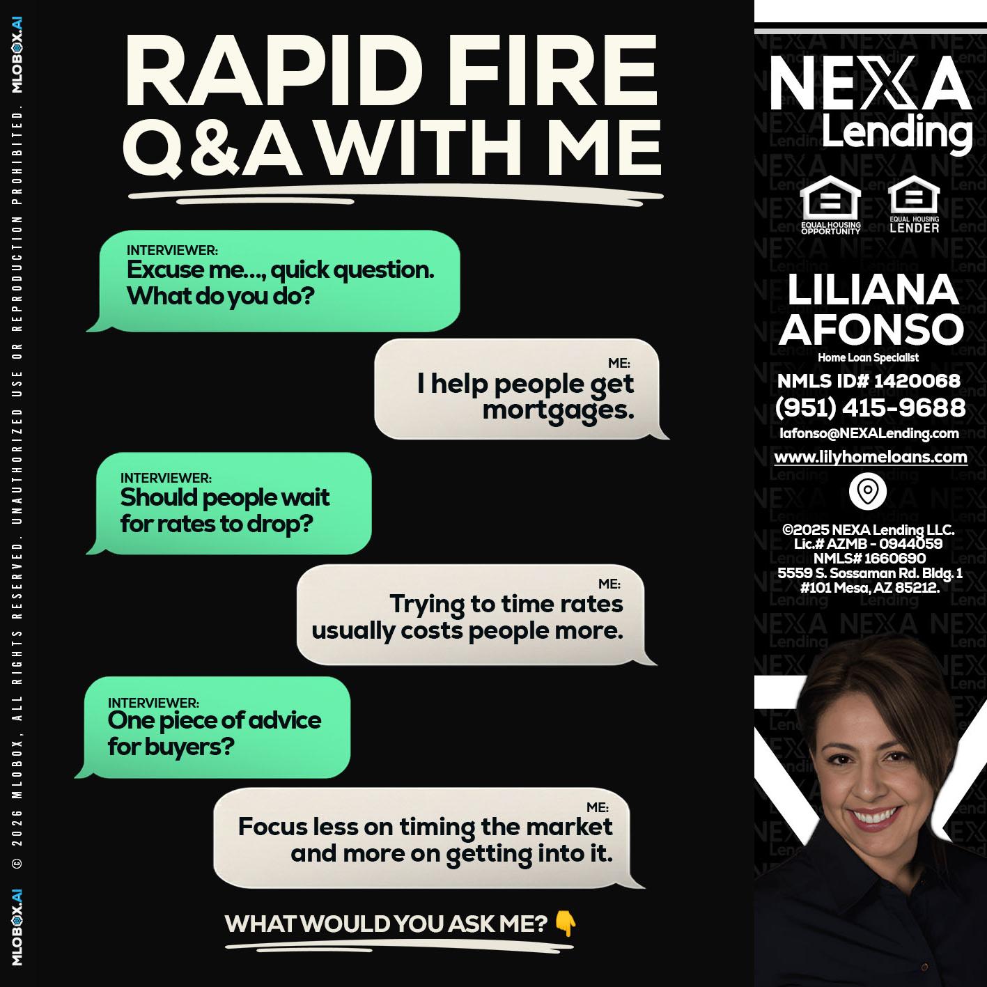 RAPID FIRE Q&A - Liliana Afonso -Home Loan Specialist