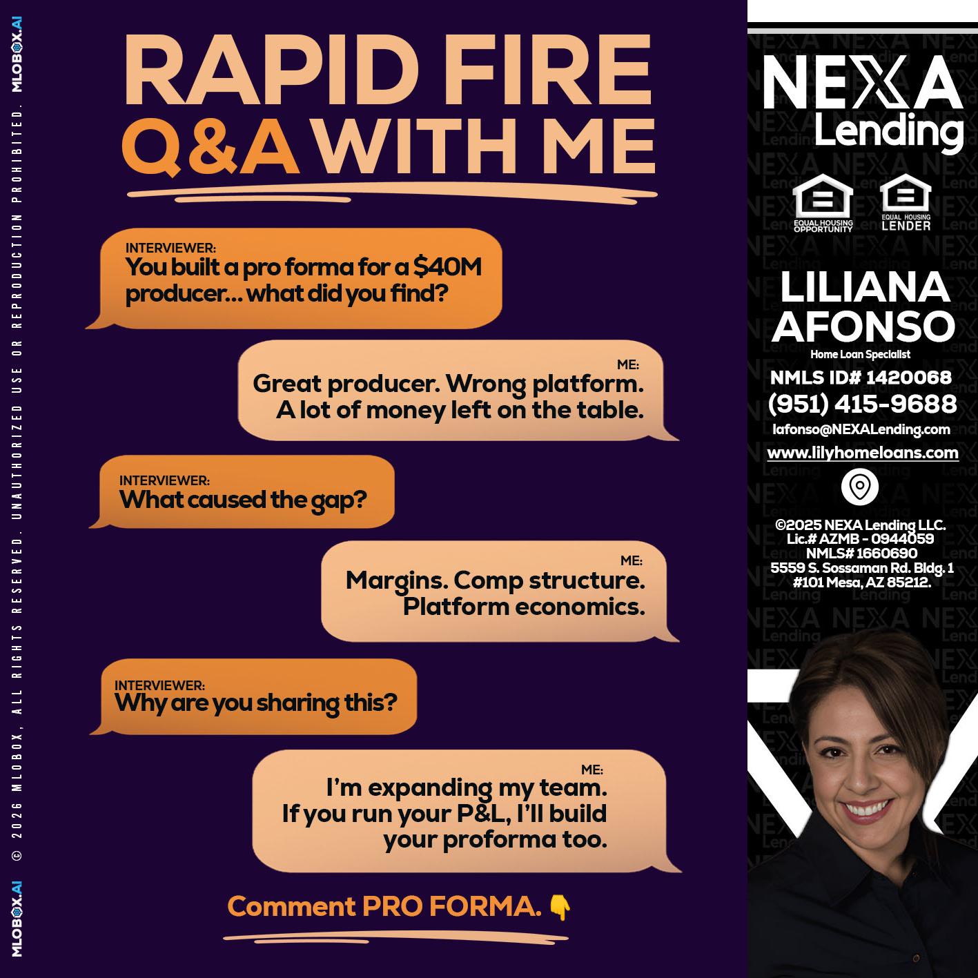 RAPID FIRE - Liliana Afonso -Home Loan Specialist