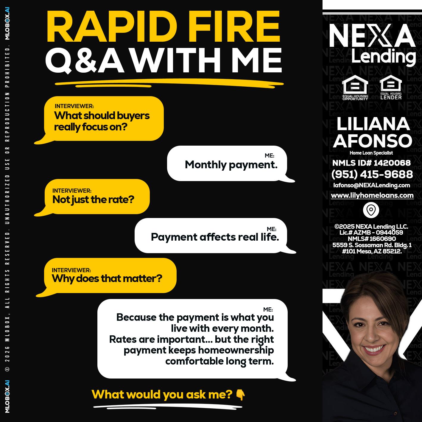 RAPID FIRE Q&A - Liliana Afonso -Home Loan Specialist