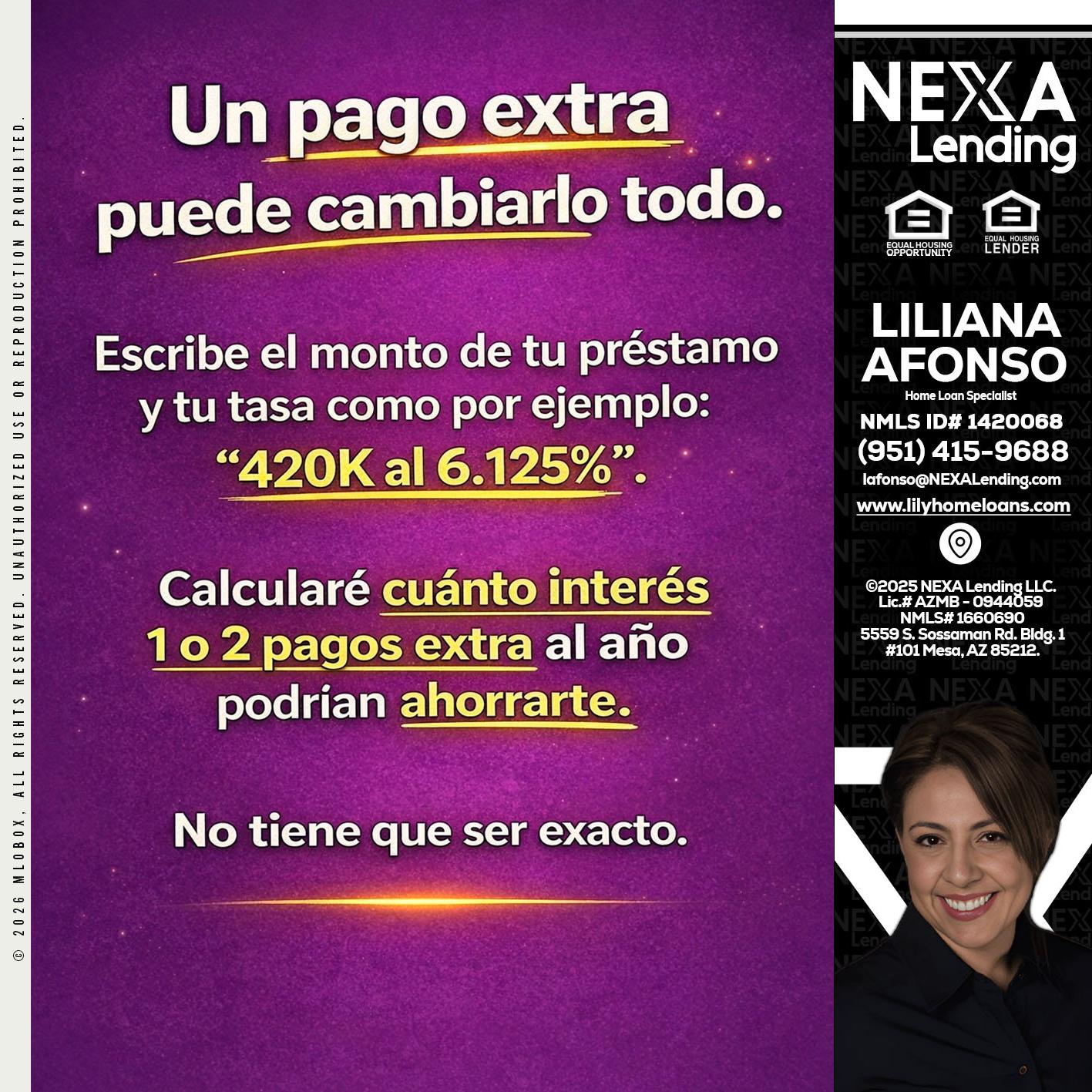 un pago extra - Liliana Afonso -Home Loan Specialist
