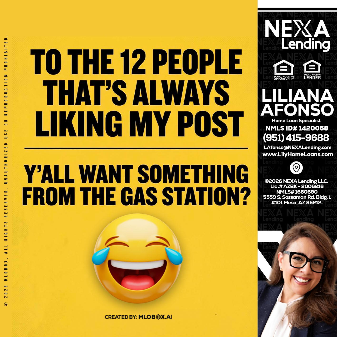 TO THE 12 PEOPLE - Liliana Afonso -Home Loan Specialist