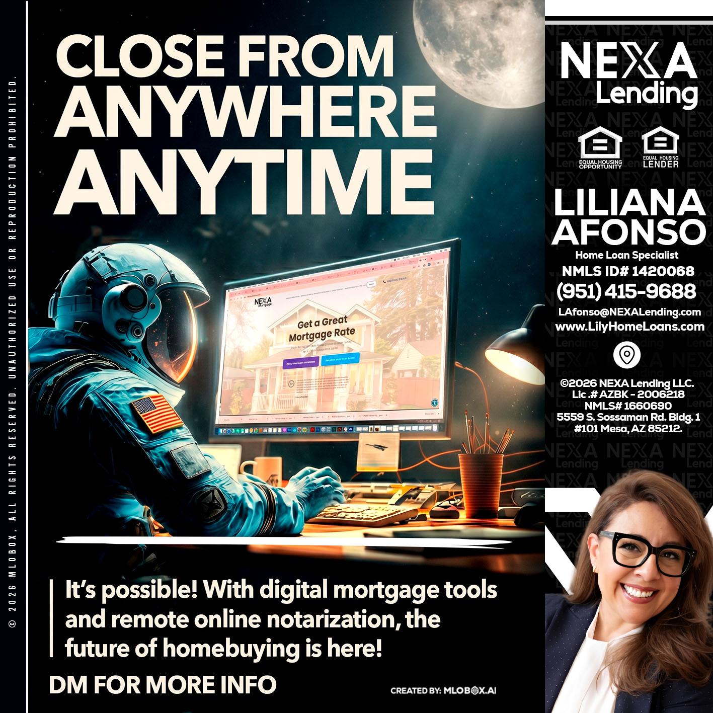 CLOSE FROM - Liliana Afonso -Home Loan Specialist