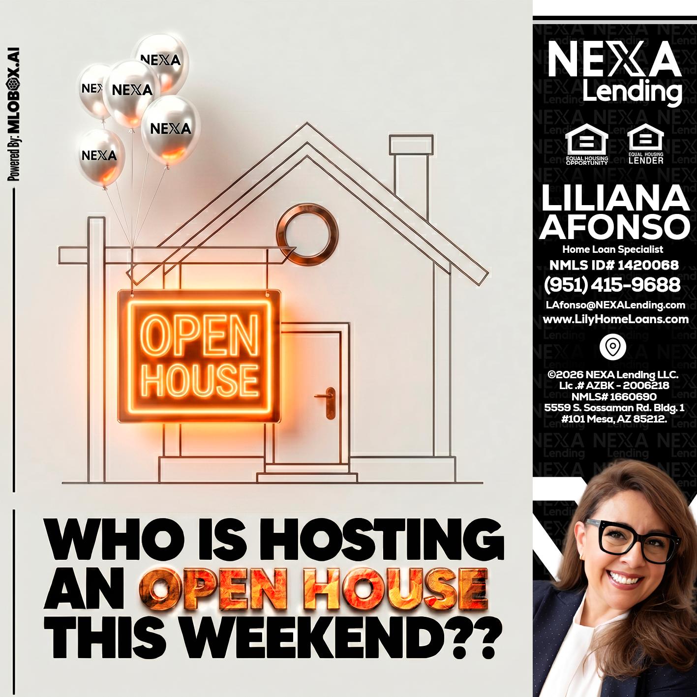 OPEN HOUSES - Liliana Afonso -Home Loan Specialist