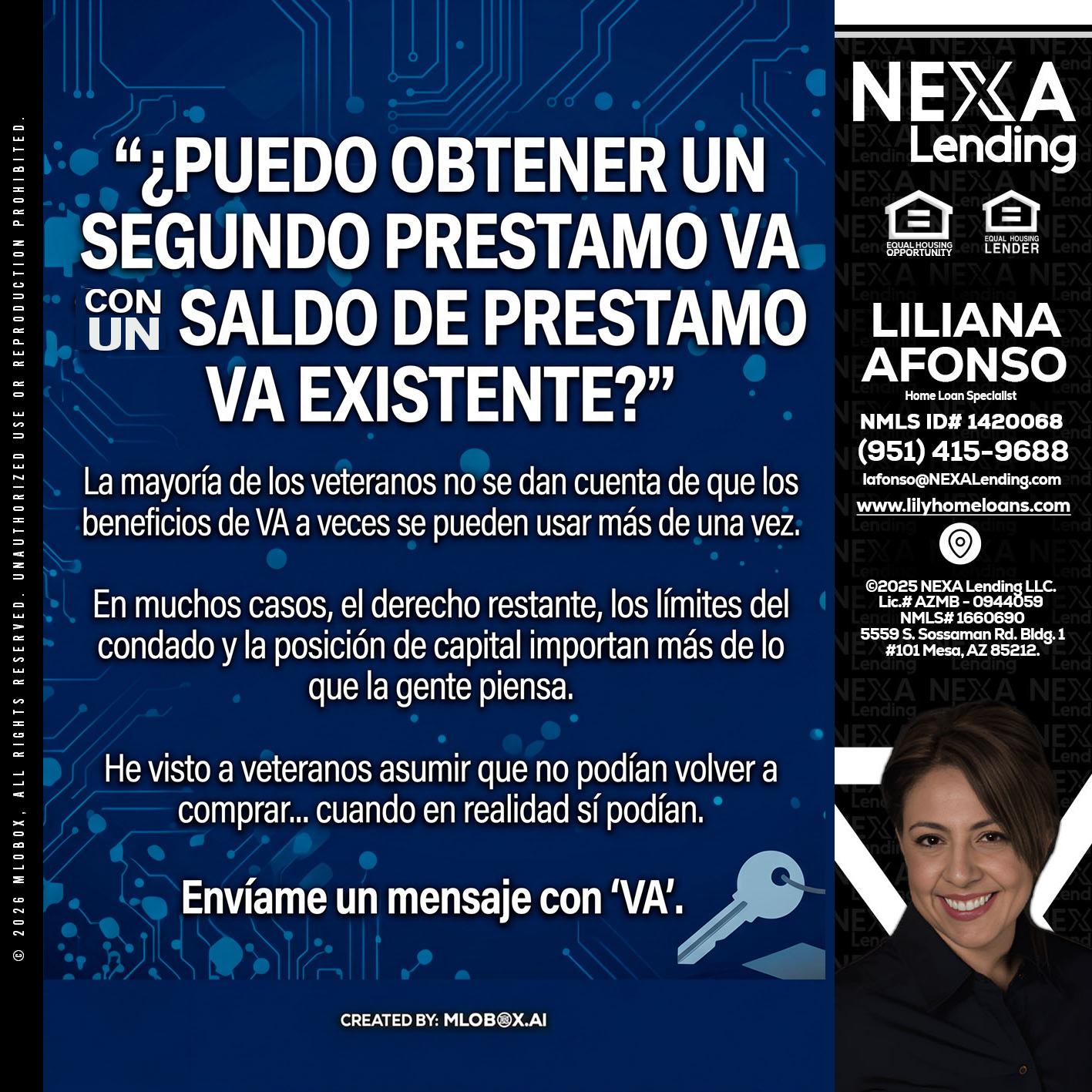 PUEDO OBTENER UN PRESTAMO VA - Liliana Afonso -Home Loan Specialist
