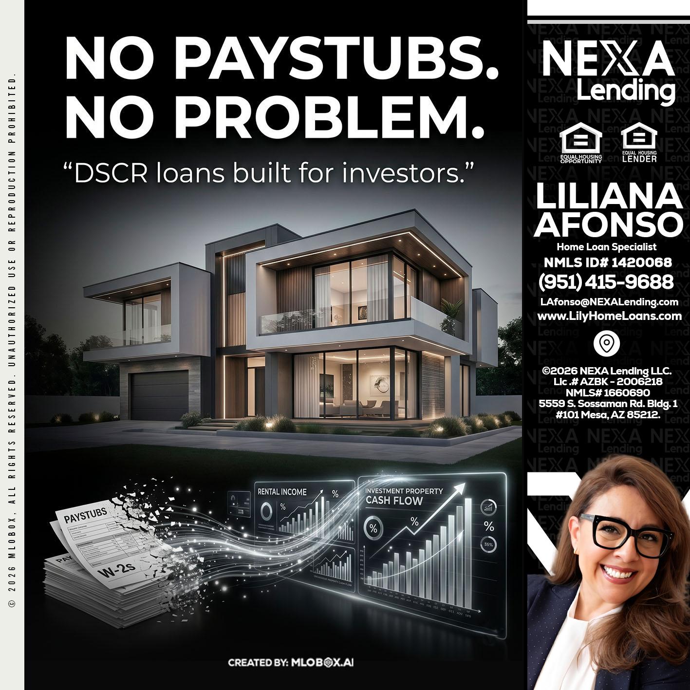no paystub - Liliana Afonso -Home Loan Specialist