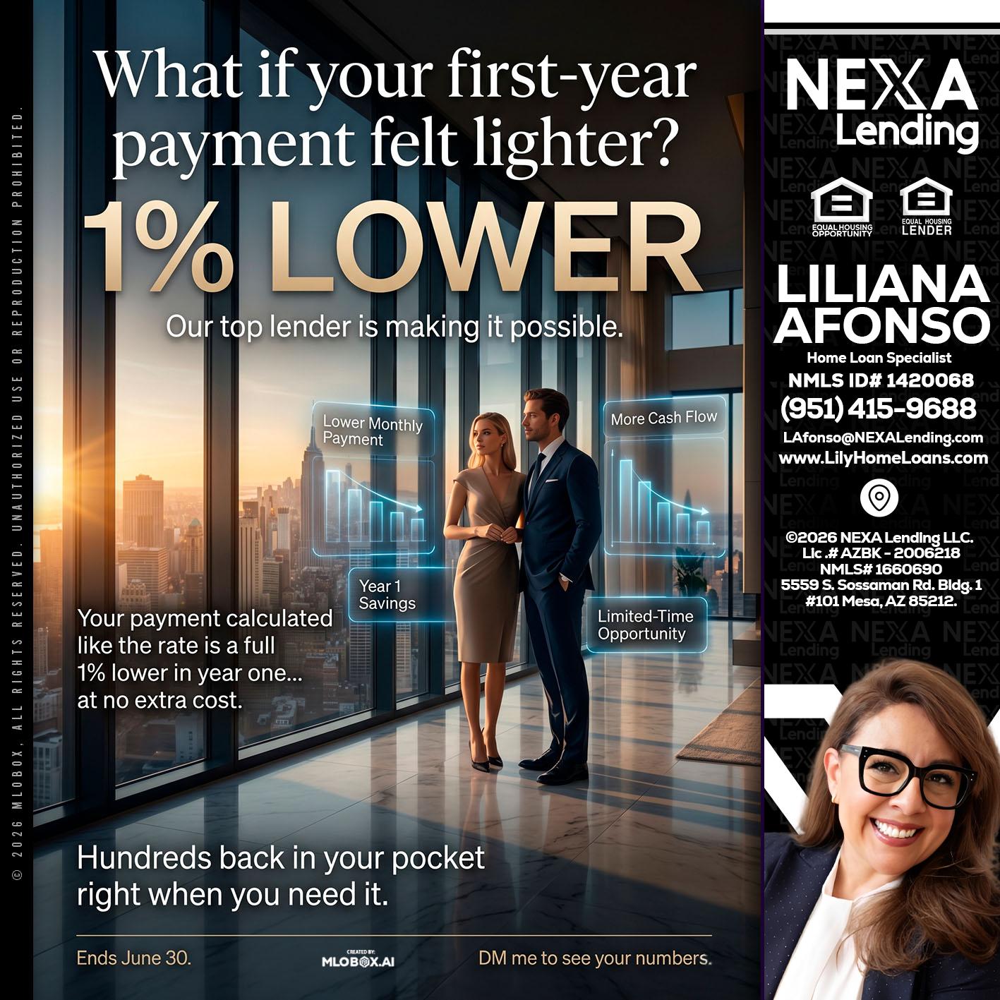 1% LOWER - Liliana Afonso -Home Loan Specialist