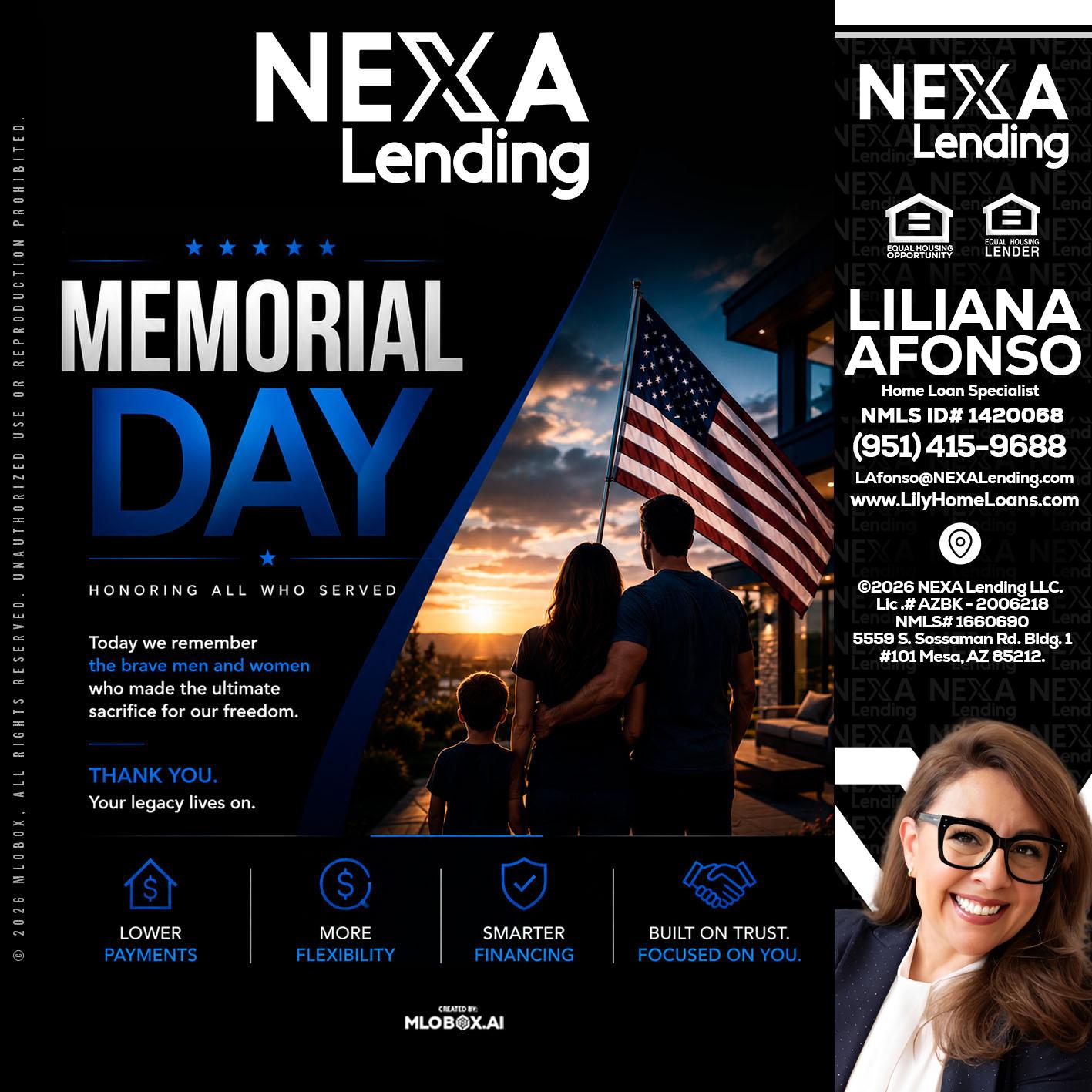 MEMORIAL DAY - Liliana Afonso -Home Loan Specialist