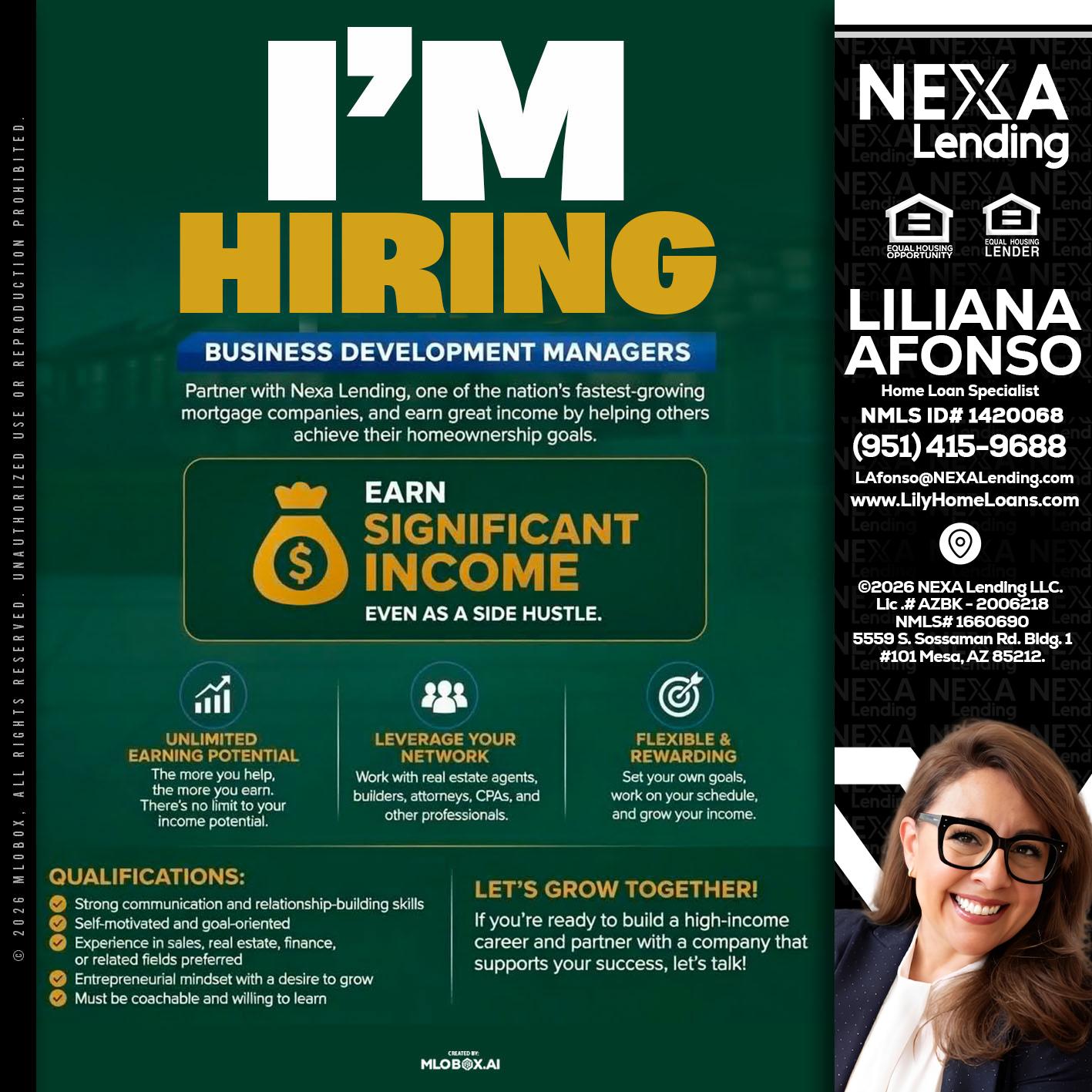 IM HIRING - Liliana Afonso -Home Loan Specialist