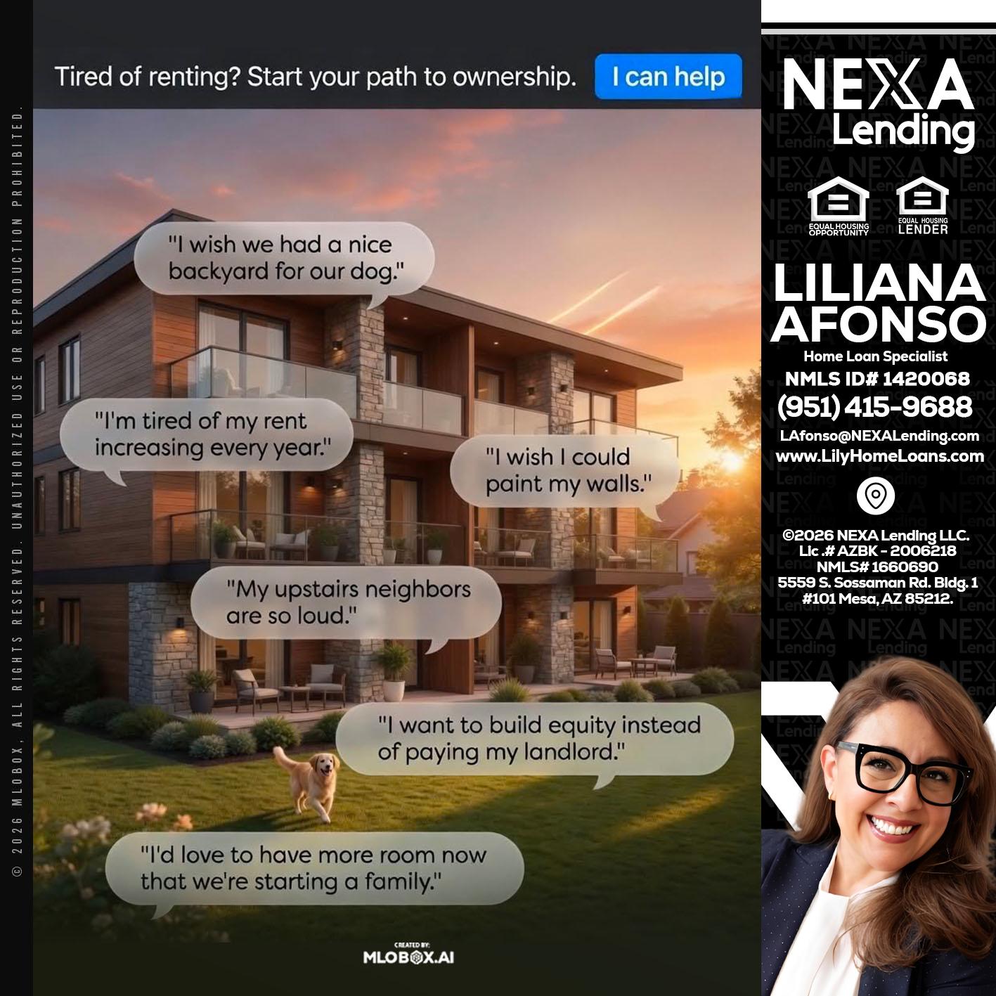 TIRED OF RENTING - Liliana Afonso -Home Loan Specialist