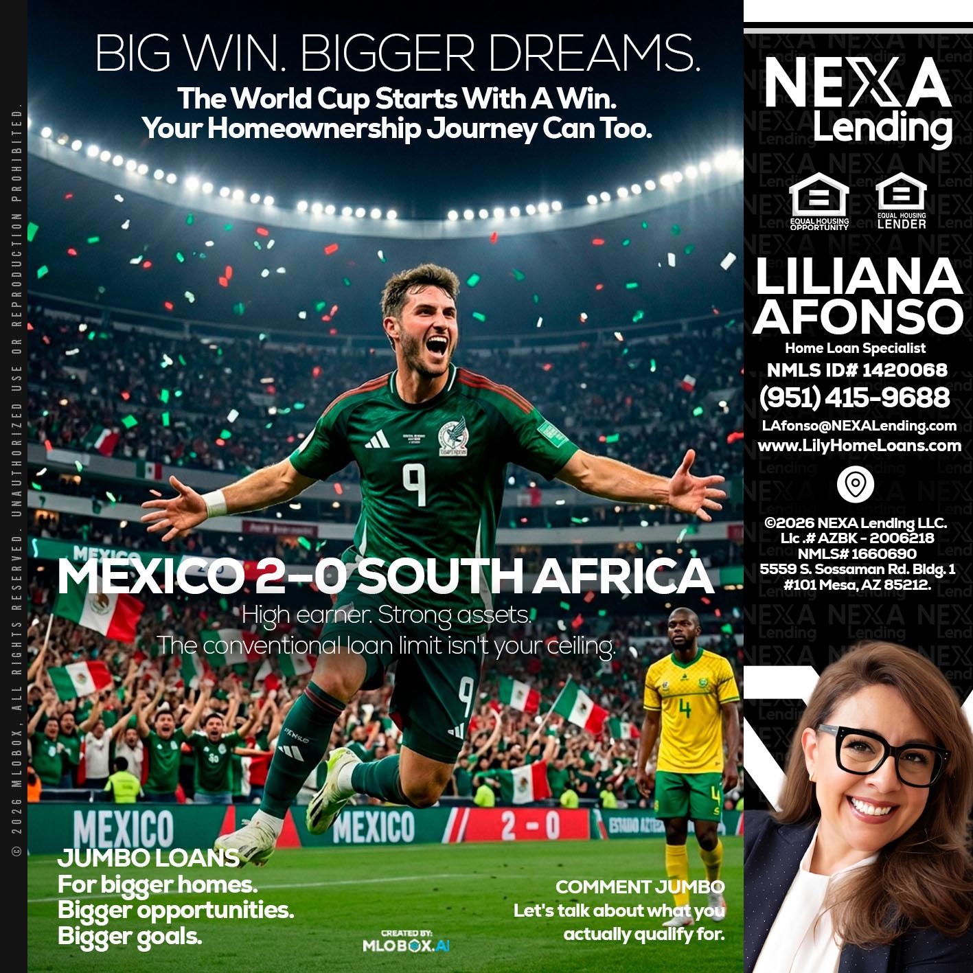 MEXICO 2-0 SOUTH AFRICA - Liliana Afonso -Home Loan Specialist