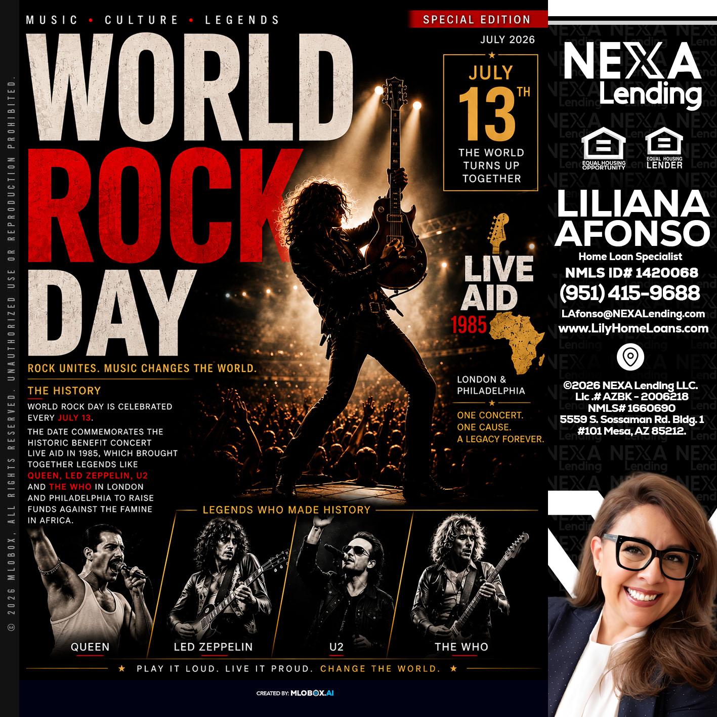 WORLD ROCK MUSIC DAY - Liliana Afonso -Home Loan Specialist