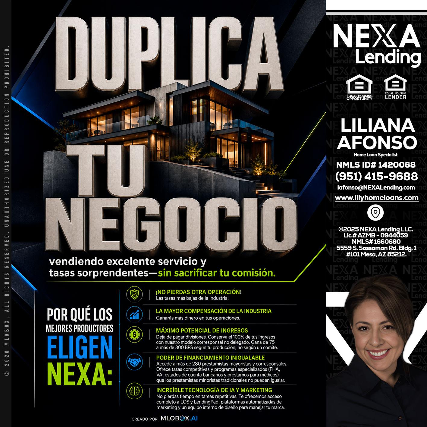 DUPLICA TU NEGOCIO - Liliana Afonso -Home Loan Specialist